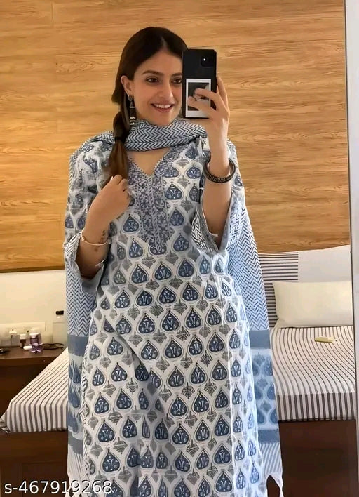 Vidusha printed soft cotton kurti set for women's.