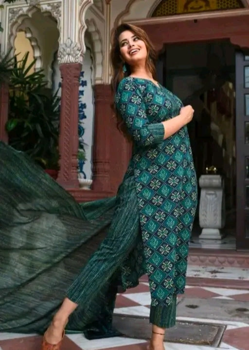 Printed Straight Kurta Suit Set